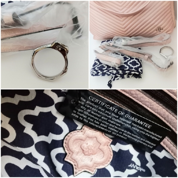 🔵 orYANY Pebble Leather Convertible Tote Bag - Metallic Pink Brand New - Picture 4 of 12